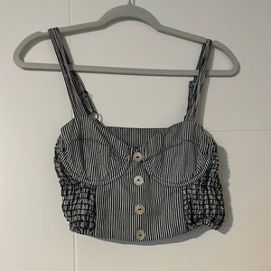 Vanessa Mooney Black White Stripe Crop Tank - Bustier